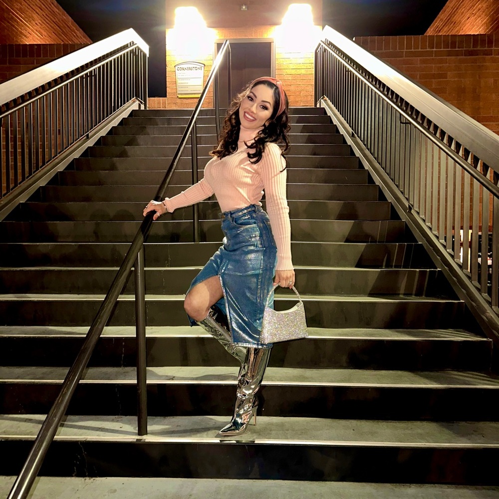 Silver Jean Skirt